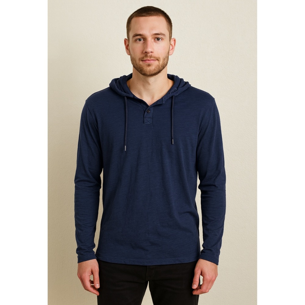 Michael Kors Mens Hoodie Long Sleeve Button Heather Knit Pullover Casual XL‎